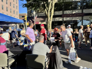 The crowd in the street